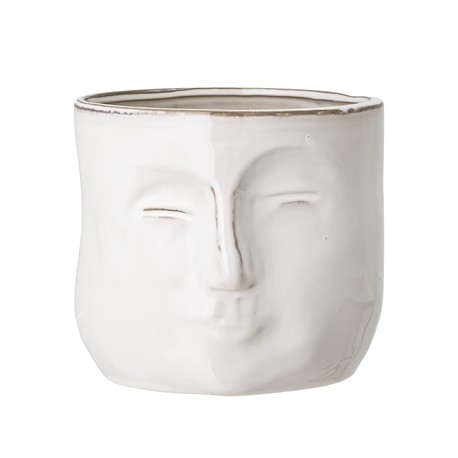 Pot de fleurs blanc visage