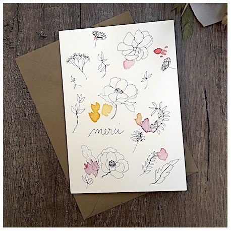Carte et enveloppe Merci (églantine)