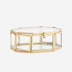 Mini boîte dorée hexagonale en verre