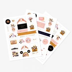 Feuilles de stickers motifs Love and Thank you