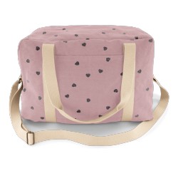 Sac à langer / de week-end lilas petits coeurs noirs