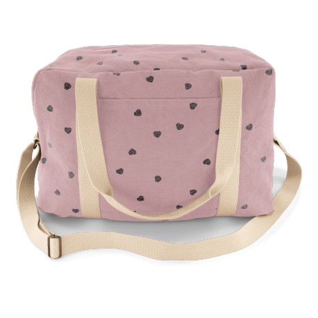 Sac à langer / de week-end lilas petits coeurs noirs