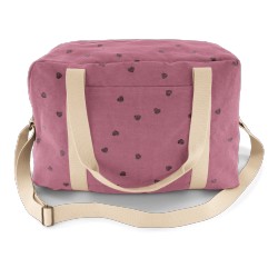 Sac à langer / de week-end violet petits coeurs noirs