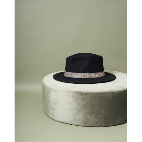 Chapeau Jim noir et galon gris S/M