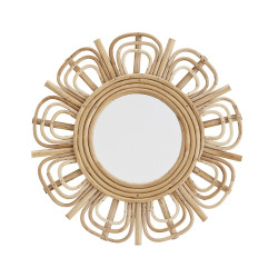 Miroir fleur en rotin