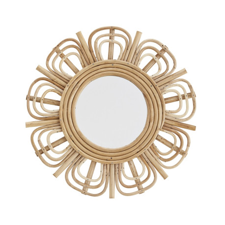 Miroir fleur en rotin