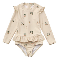 Maillot de bain à manches et volants Peach - 3/4ans