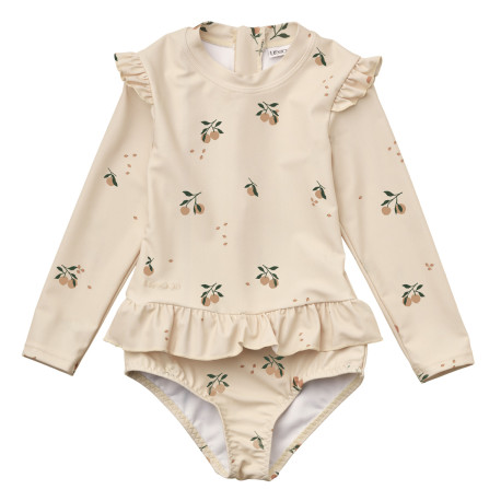 Maillot de bain à manches et volants Peach - 3/4ans