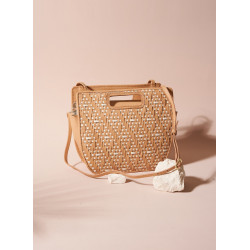 Sac tressé Cristobal sable et blanco
