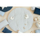Tapis de jeu rond Fluffy - Rayé bleu/naturel
