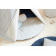 Tapis de jeu rond Fluffy - Rayé bleu/naturel