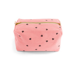 Trousse de toilette imprimé coeurs noirs - strawberry