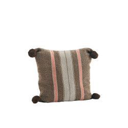 Coussin 50cm x 50cm choco et corail