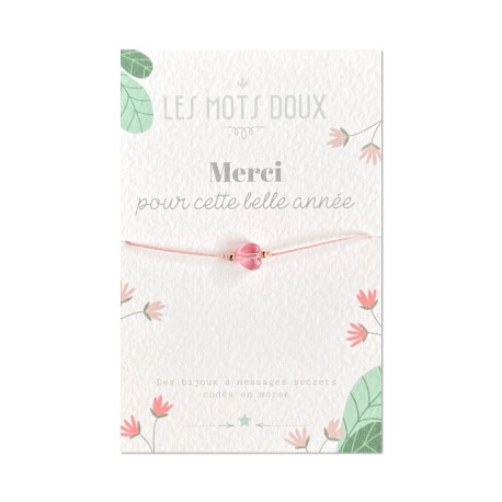 Bracelet Merci pour cette année - Coeur corail