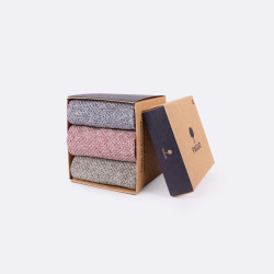 Trio de chaussettes chinées marine/bordeaux/vert - 38/41