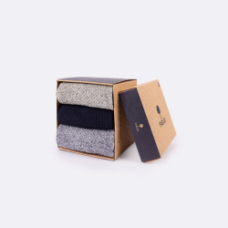 Trio de chaussettes chinées vert/bleu et marine uni - 38/41