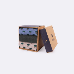 Trio de chaussettes arbres écru/kaki/arbres bleu - 38/41