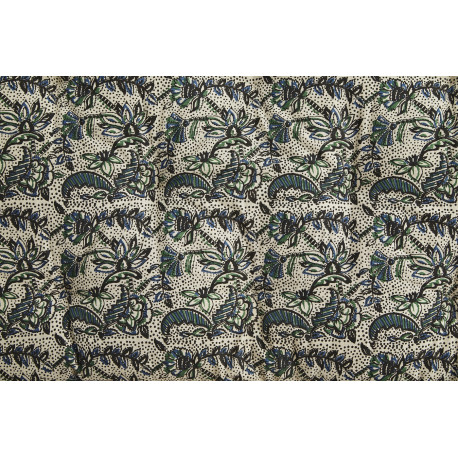 Matelas fleurs vertes, pointillés noirs - 60x100cm