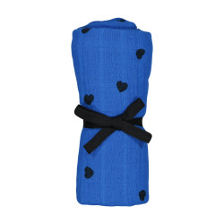 Lange imprimé coeurs noirs - bleu