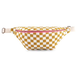 Sac banane damier - écru/caramel