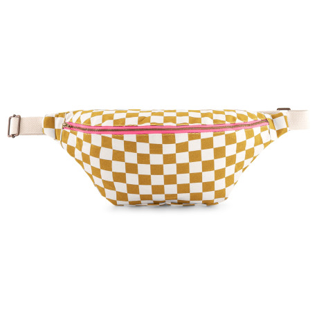 Sac banane damier - écru/caramel