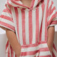 Poncho de bain rayé strawberry et blanc