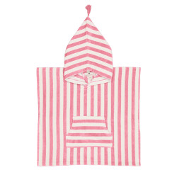 Poncho de bain rayé strawberry et blanc