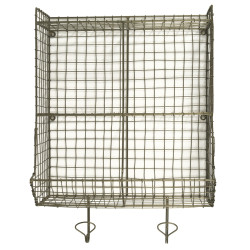 Etagère en laiton format carré 4 cases et crochets