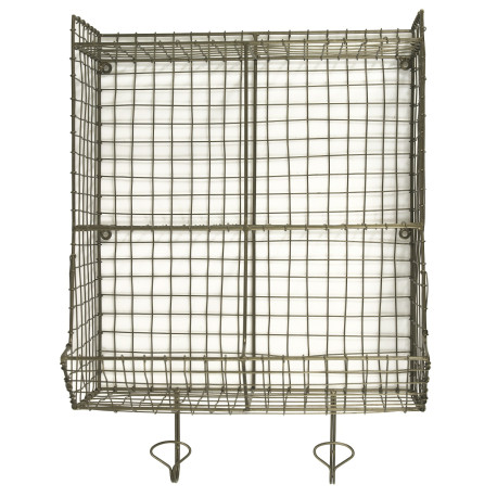 Etagère en laiton format carré 4 cases et crochets