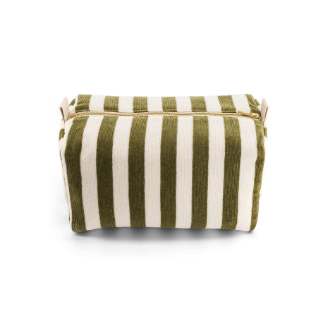 Trousse de toilette éponge rayée - kaki