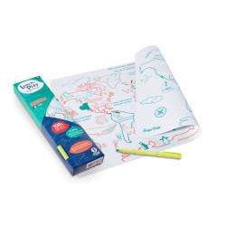 Set pédagogique en silicone + 1 feutre - Planisphère