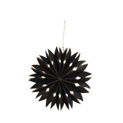 Etoile en papier lumineuse noire 30cm