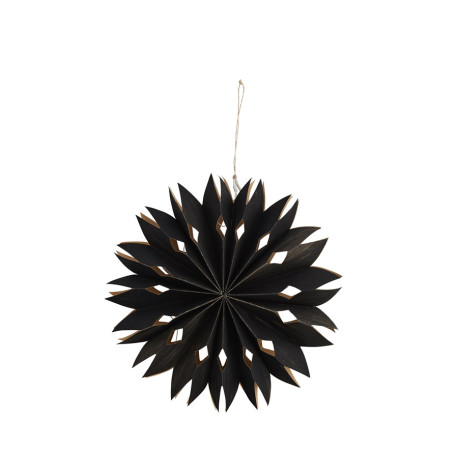 Etoile en papier lumineuse noire 30cm