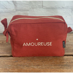 Grande trousse de toilette tangerine - "Amoureuse"