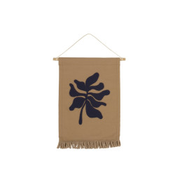 Broderie feuille à suspendre - Blue/sesame
