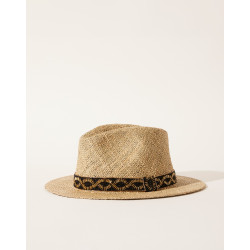 Chapeau Panama Galon perlé noir et doré - M