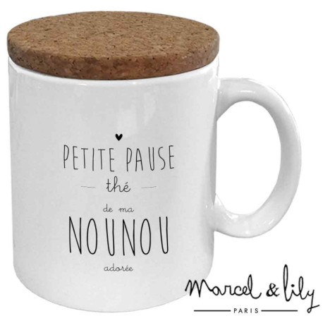 Mug avec couvercle Pause thé de ma nounou