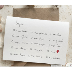 Carte et enveloppe Bonjour à cocher mixte