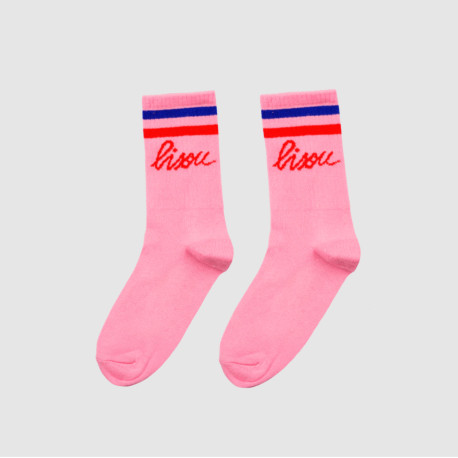 Chaussettes adulte Bisou rose/rouge/bleu - 36/41