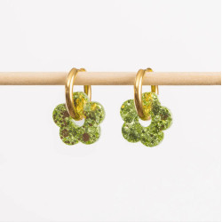 Créoles fleurs - Verte