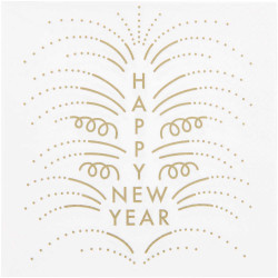 Serviettes en papier Happy new year blanches, par 20