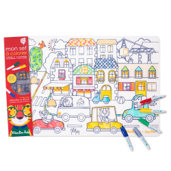 Set en silicone à colorier + 5 feutres - Les popipop x Moulin Roty