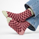 Chaussettes à carreaux - Bordeaux et rose - Taille 37/40