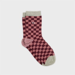 Chaussettes à carreaux - Bordeaux et rose - Taille 37/40