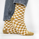 Chaussettes à carreaux - Jaune et blanc - Taille 37/40