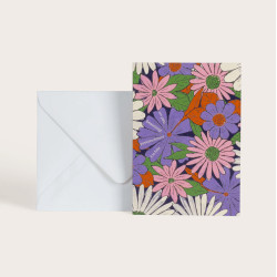 Carte Flower power parme "un peu, beaucoup, ..."