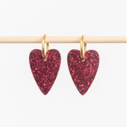 Boucles d'oreilles coeur - Lie de vin