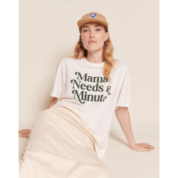 T-shirt Mama needs a minute - Blanc - Taille M
