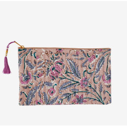 Pochette matelassée fleurs indiennes mauves