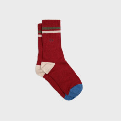 Chaussettes Retro - Rouge rayé vert et beige - Taille 41/46